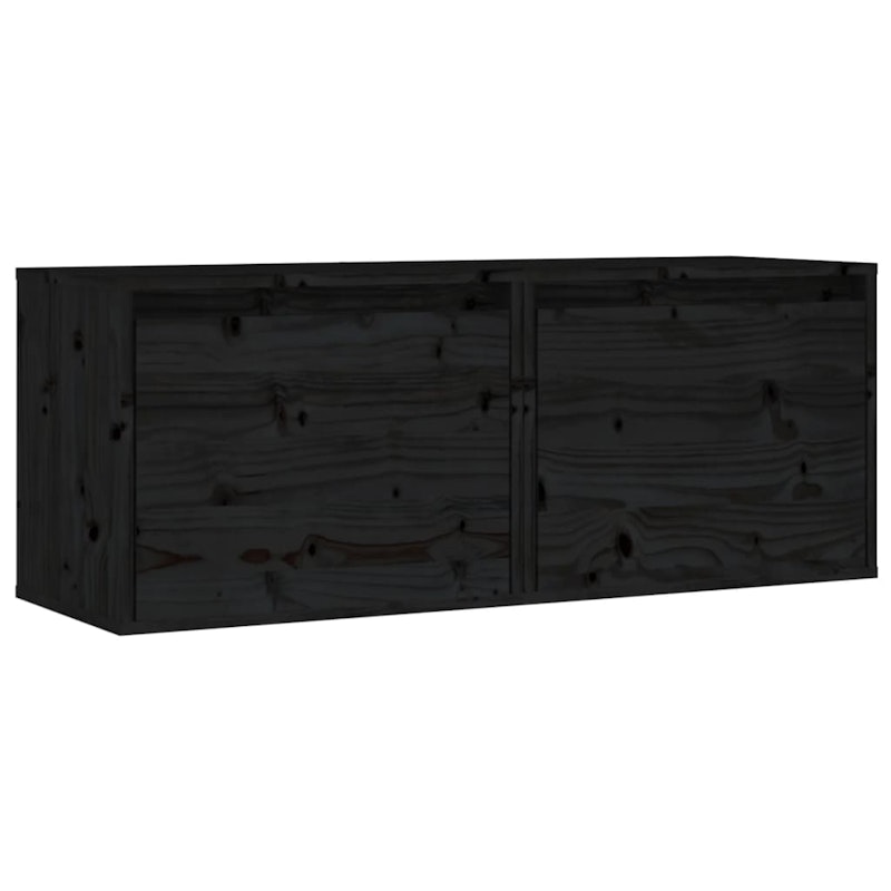 NNEVL Wall Cabinets 2 pcs Black 45x30x35 cm Solid Wood Pine image number null