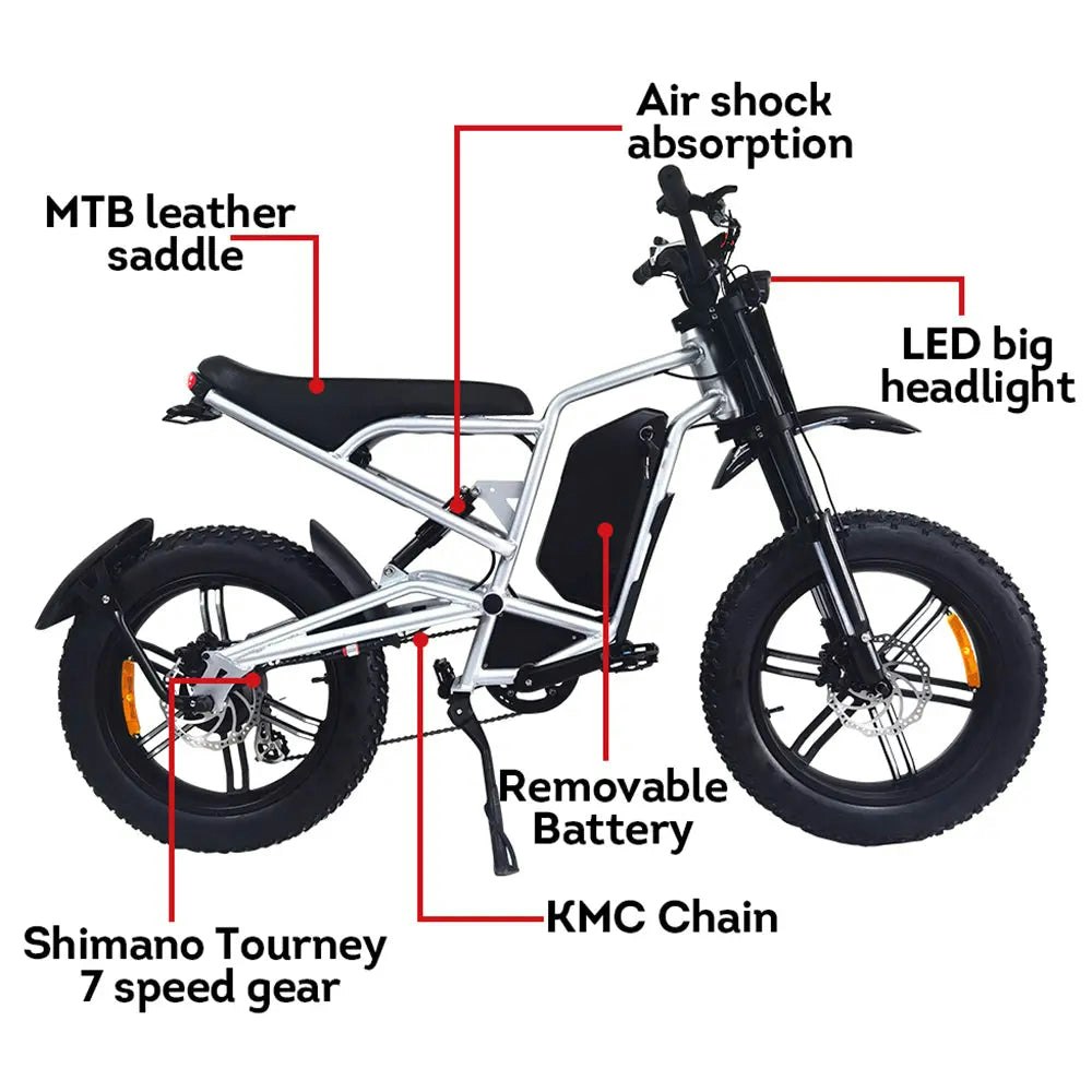 AKEZ 60V 20Ah 1000W 20 Inches Electric Dirt Bike Off Road Motorcycles Motorbike