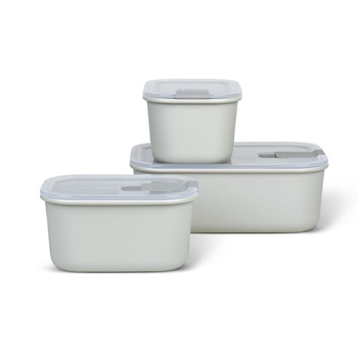 Mepal Easy Clip Rectangular 3 Piece Storage Box Set 3pc | Nordic White image number null
