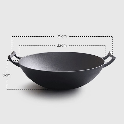 SOGA 32cm Commercial Cast Iron Wok FryPan Fry Pan with Double Handle SOGA 32cm Commercial Cast Iron Wok FryPan Fry Pan with Double Handle