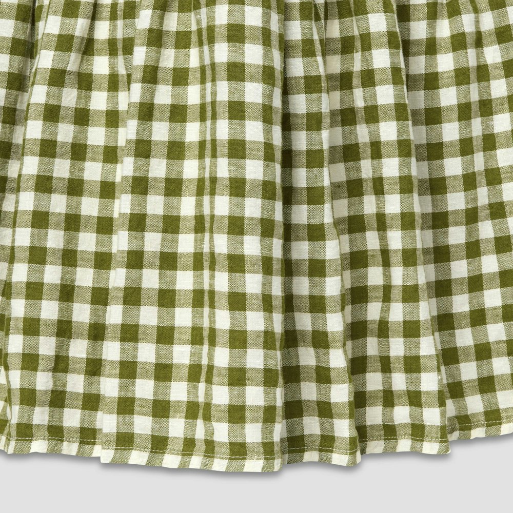 Piglet in Bed Botanical Green Gingham 100% Linen Valance