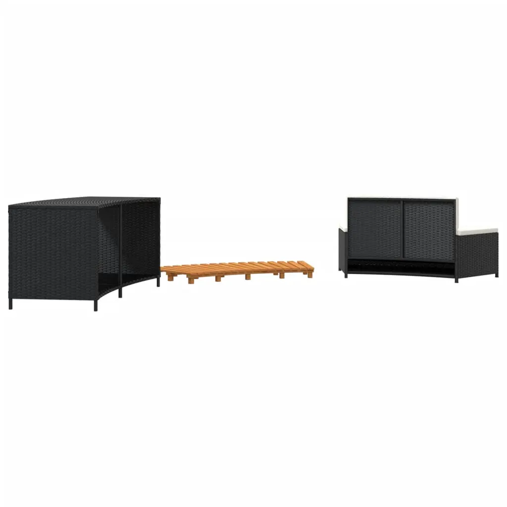 Hot Tub Surround Black Poly Rattan and Solid Wood Acacia 362257