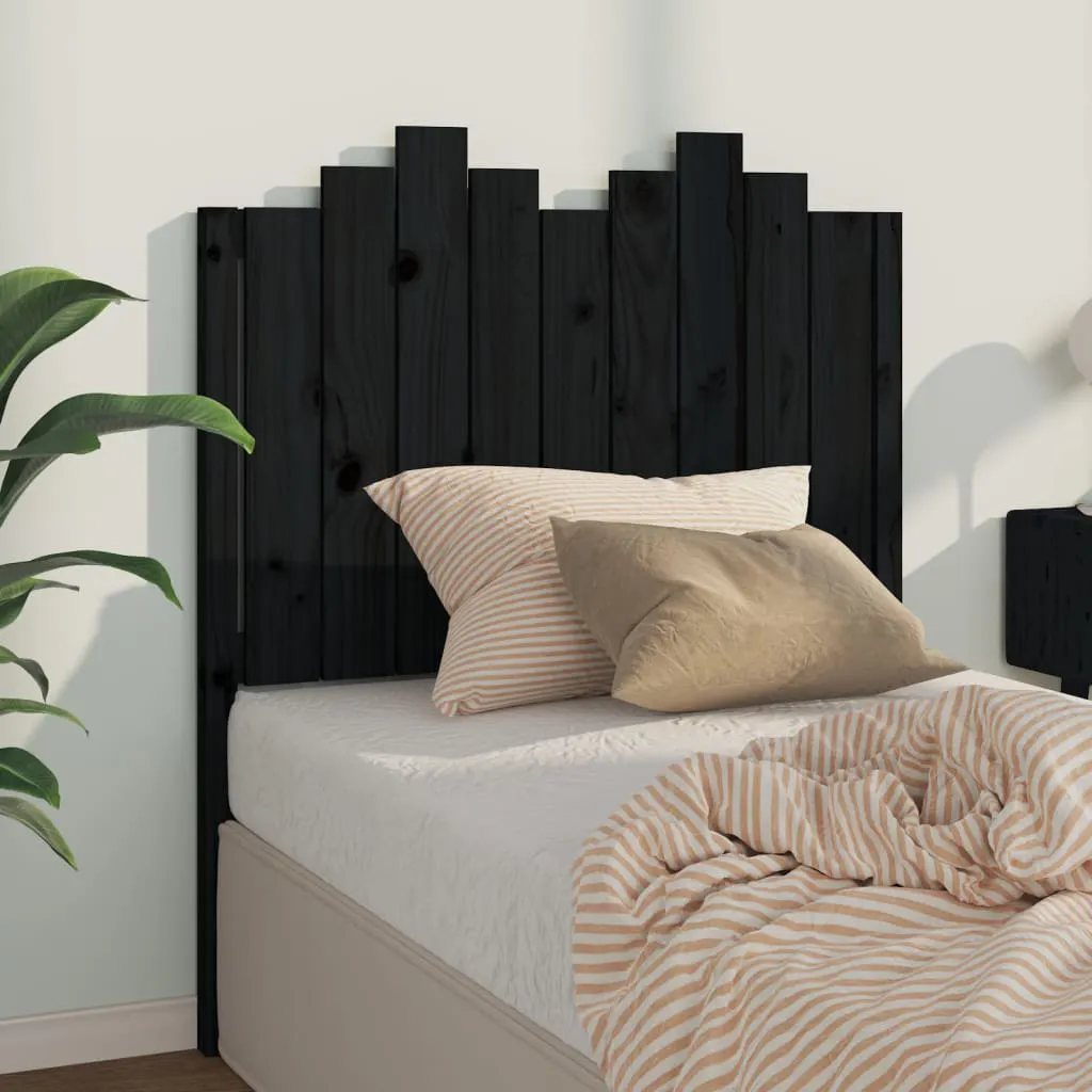 Bed Headboard Black 96x4x110 cm Solid Wood Pine 818454