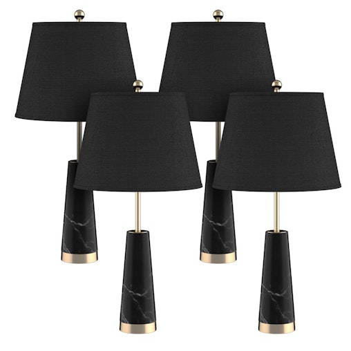 SOGA 4X 68cm Black Marble Bedside Desk Table Lamp Living Room Shade with Cone Shape Base image number null