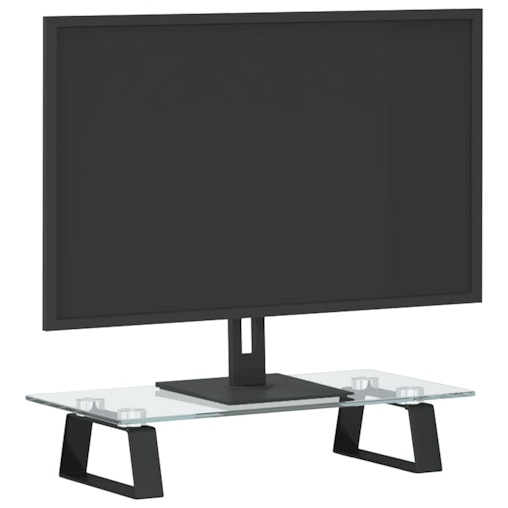 vidaXL Monitor Stand Black 40x20x8 cm Tempered Glass and Metal image number null