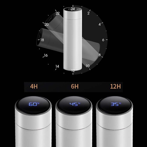 SOGA 2X 500ML Stainless Steel Smart LCD Thermometer Display Bottle Vacuum Flask Thermos White SOGA 2X 500ML Stainless Steel Smart LCD Thermometer Display Bottle Vacuum Flask Thermos White
