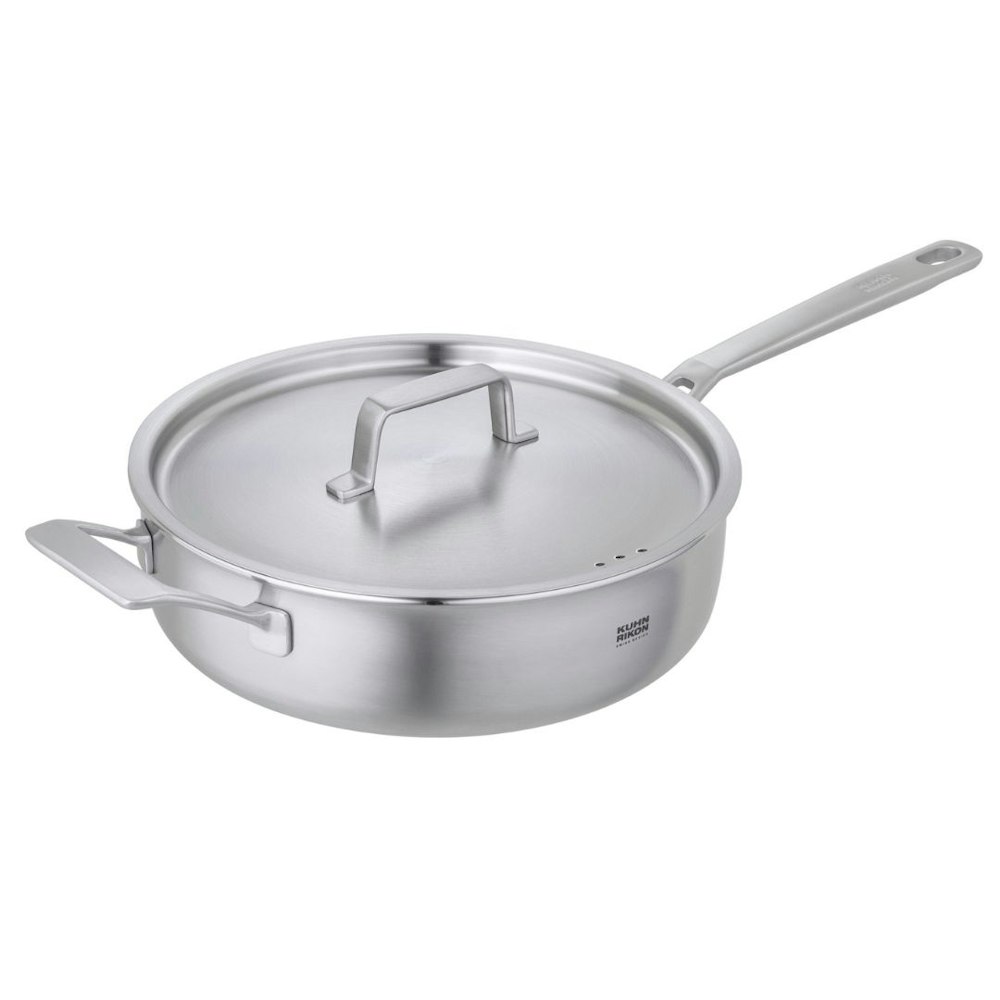Kuhn Rikon Culinary Fiveply Saute Pan With Lid With Long And Helper Handles Uncoated