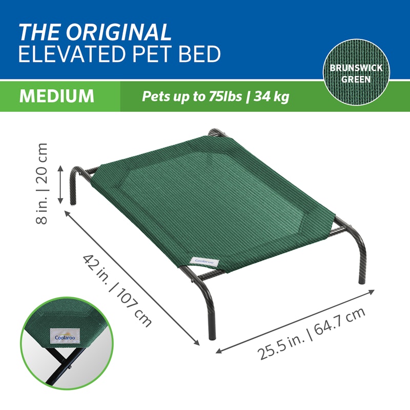 The Original Elevated Pet Bed by Coolaroo, Medium, Brunswick Green image number null