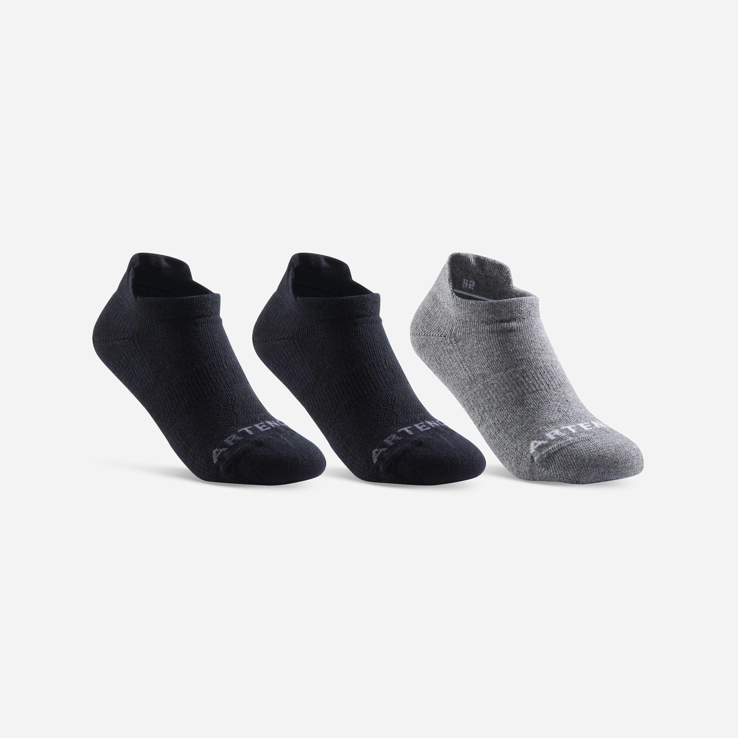 Decathlon | Kids' Low Sport Socks Tri-Pack RS 160 - Black/Grey