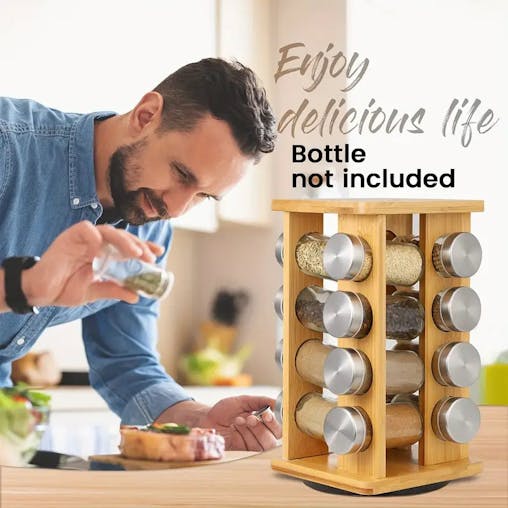 Buy NNETM Bamboo Revolving Spice Rack 16-Jar Countertop