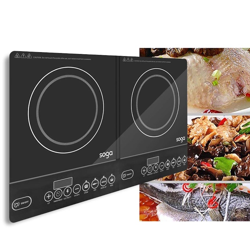 SOGA 2X Cooktop Portable Induction LED Electric Double Duo Hot Plate Burners Cooktop Stove image number null