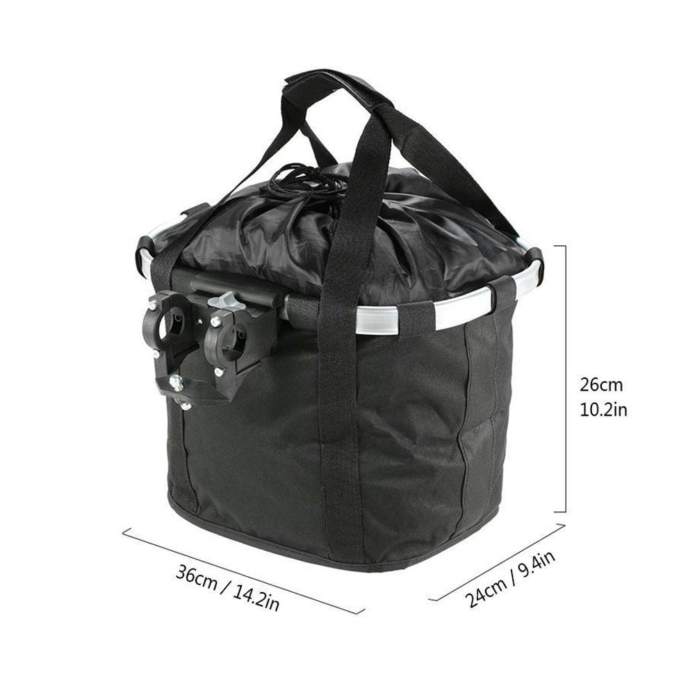 AKEZ Foldable Aluminium Alloy Frame Bike Front Basket Detachable Bag Pet Storage E-Bike Bicycle Accessories - Black