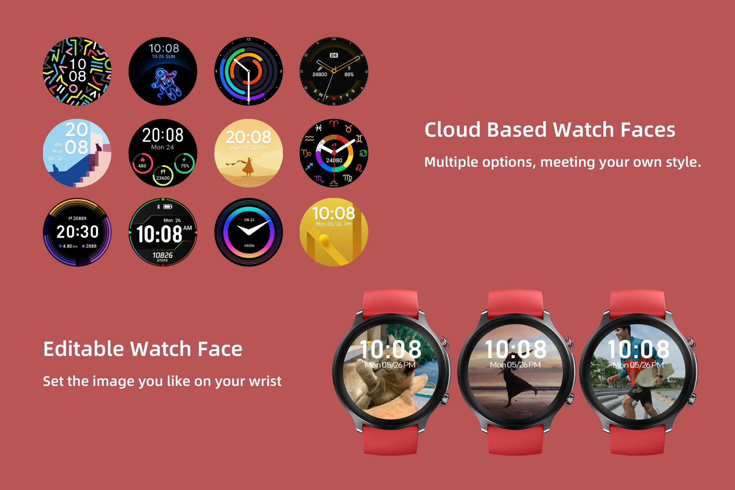 Kogan Pulse+ II Smart Watch (Coral Red)
