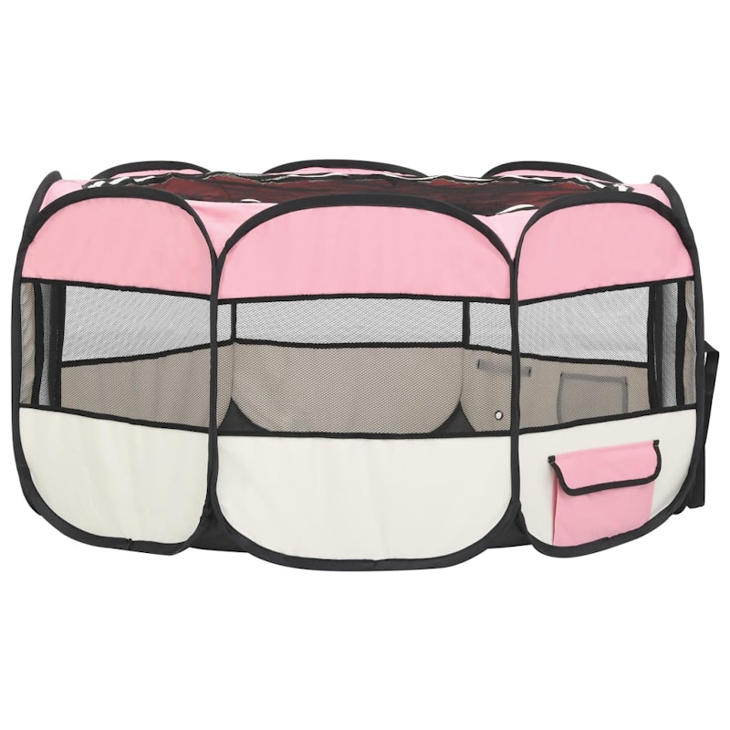 NNEVL Foldable Dog Playpen with Carrying Bag Pink 145x145x61 cm image number null