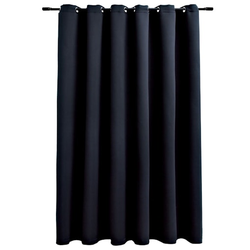 NNEVL Blackout Curtain with Metal Rings Black 290x245 cm image number null