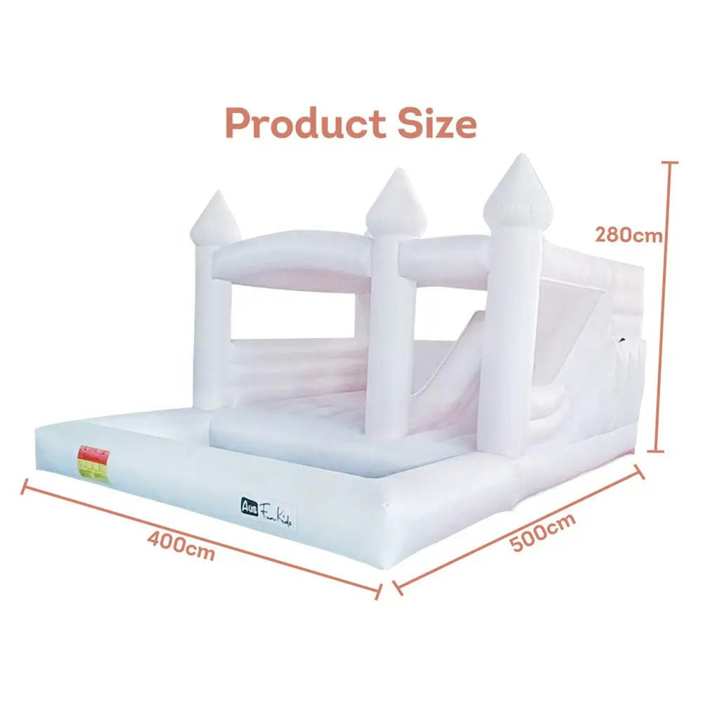 Ausfunkids 5x4x2.8m PVC Fabric Bounce House Bouncy Castle with Blower For Fun - White