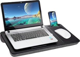 Portable Laptop Desk with Device Ledge, Mouse Pad and Phone Holder for Home Office (Black, 40cm) Portable Laptop Desk with Device Ledge, Mouse Pad and Phone Holder for Home Office (Black, 40cm)