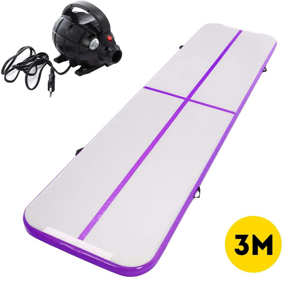 3M Inflatable Gymnastics Mat Air Track Tumbling Yoga Training W/ Electric Pump
