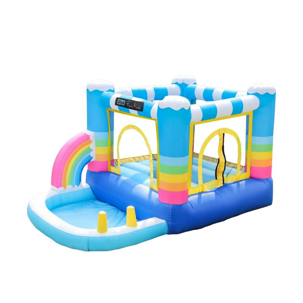 Rainbow Inflatable Jumping Castle Kids Small Home Amusement Playground w/ Ball Playing Area