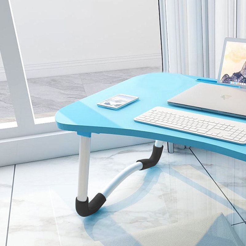 SOGA Blue Portable Bed Table Adjustable Foldable Bed Sofa Study Table Laptop Mini Desk with Notebook Stand Card Slot Holder Home Decor image number null