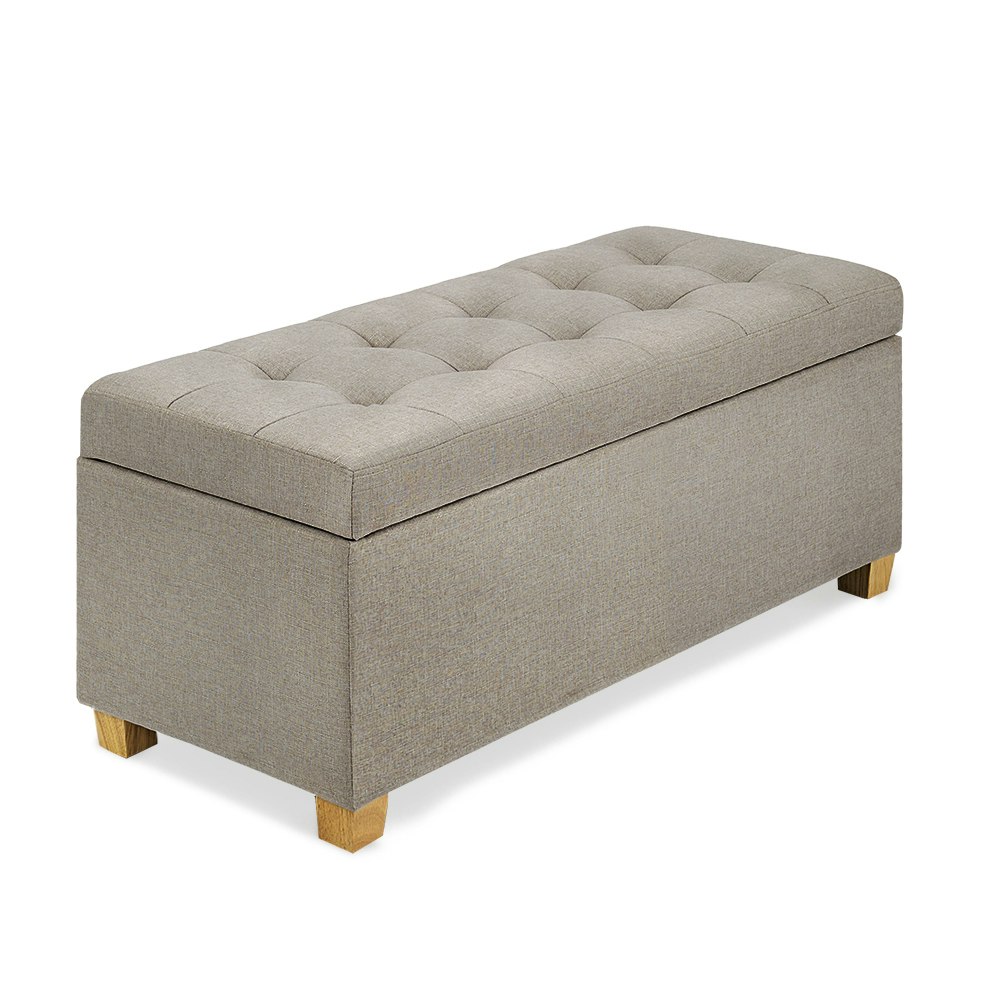 Furb Storage Ottoman Blanket Box Fabric Foot Stool Rest Chest Toy Bedroom Bench Tufted Lid Light Grey Furb Storage Ottoman Blanket Box Fabric Foot Stool Rest Chest Toy Bedroom Bench Tufted Lid Light Grey