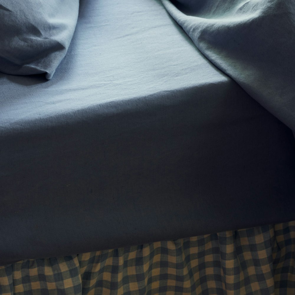 Piglet in Bed Dusk Blue 100% Linen Fitted Sheet