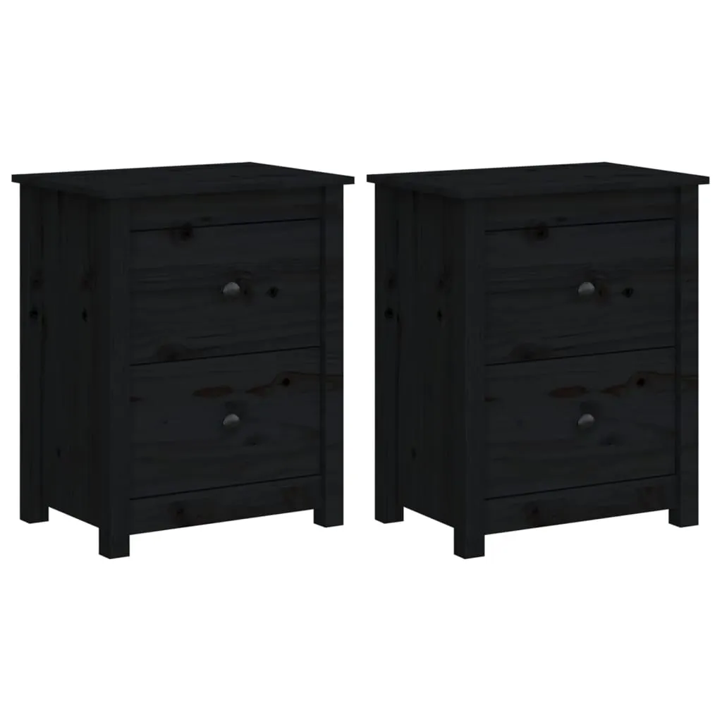 Bedside Cabinets 2 pcs Black 50x35x61.5 cm Solid Wood Pine 813688 Bedside Cabinets 2 pcs Black 50x35x61.5 cm Solid Wood Pine 813688