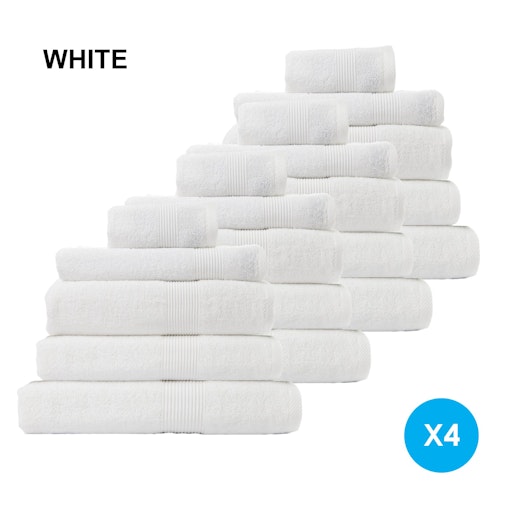 Royal Comfort 20 Piece Cotton Bamboo Towel Bundle Set 450GSM Luxurious Absorbent 20 Piece White image number null