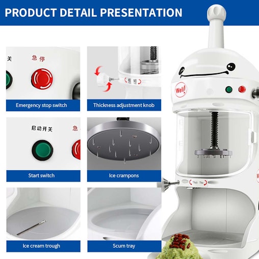 SOGA 2X 350W Commercial Ice Shaver Crusher Machine Automatic Snow Cone Maker SOGA 2X 350W Commercial Ice Shaver Crusher Machine Automatic Snow Cone Maker