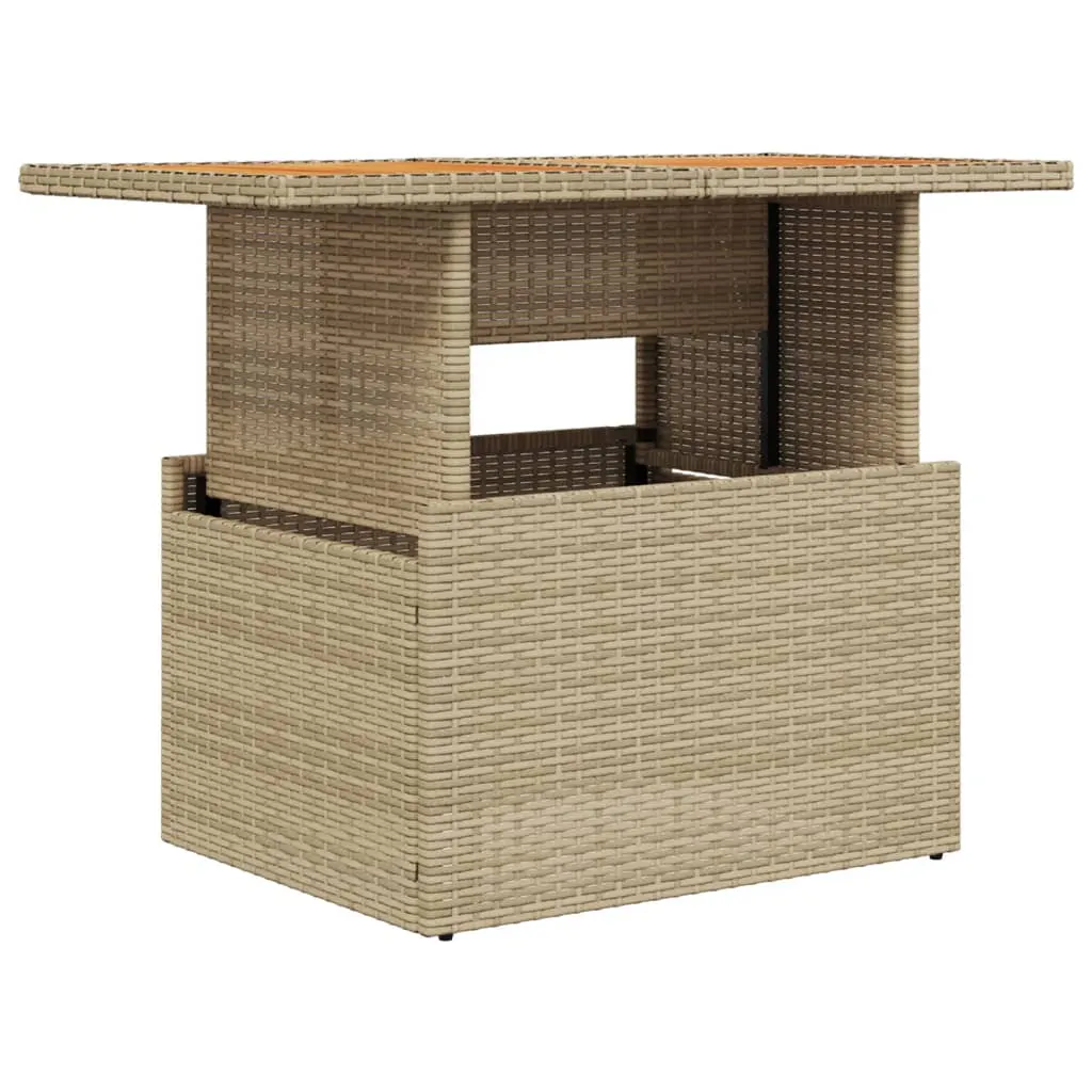 Garden Table Beige 100x55x73 cm Poly Rattan and Acacia Wood 366065 Garden Table Beige 100x55x73 cm Poly Rattan and Acacia Wood 366065