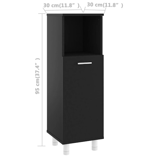 NNEVL Bathroom Cabinet Black 30x30x95 cm Chipboard NNEVL Bathroom Cabinet Black 30x30x95 cm Chipboard