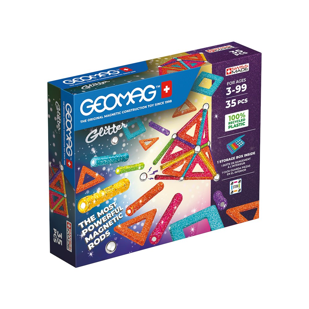 Geomag Recycled Magnetic Glitter Panels - 35 Pieces