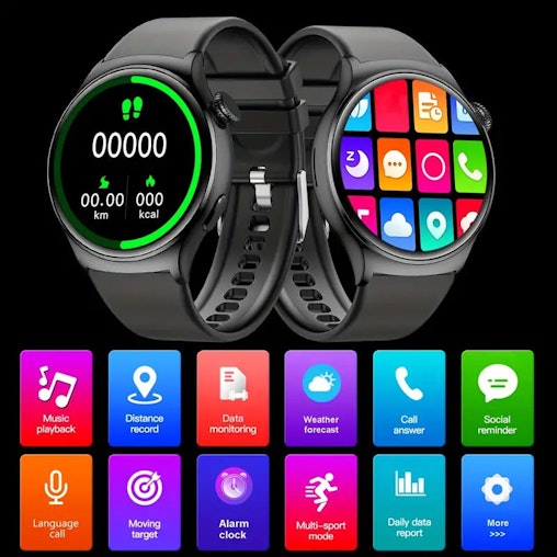 NNETM Black Silicone Smart Watch with Wireless Call and Sports Mode NNETM Black Silicone Smart Watch with Wireless Call and Sports Mode
