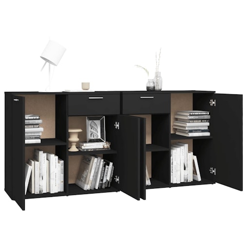NNEVL Sideboard Black 160x36x75 cm Engineered Wood NNEVL Sideboard Black 160x36x75 cm Engineered Wood