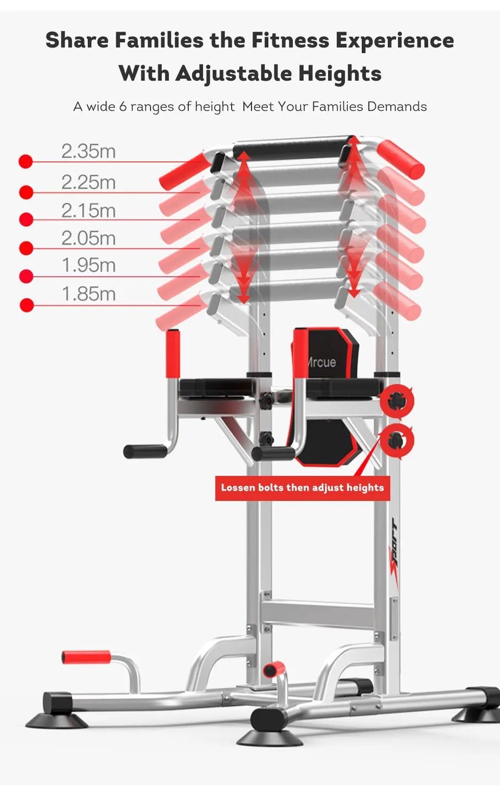 JMQ Fitness Silver Pull Up Chin Up Knee Raise Heavy Duty Workout Station Home Gym Exercise