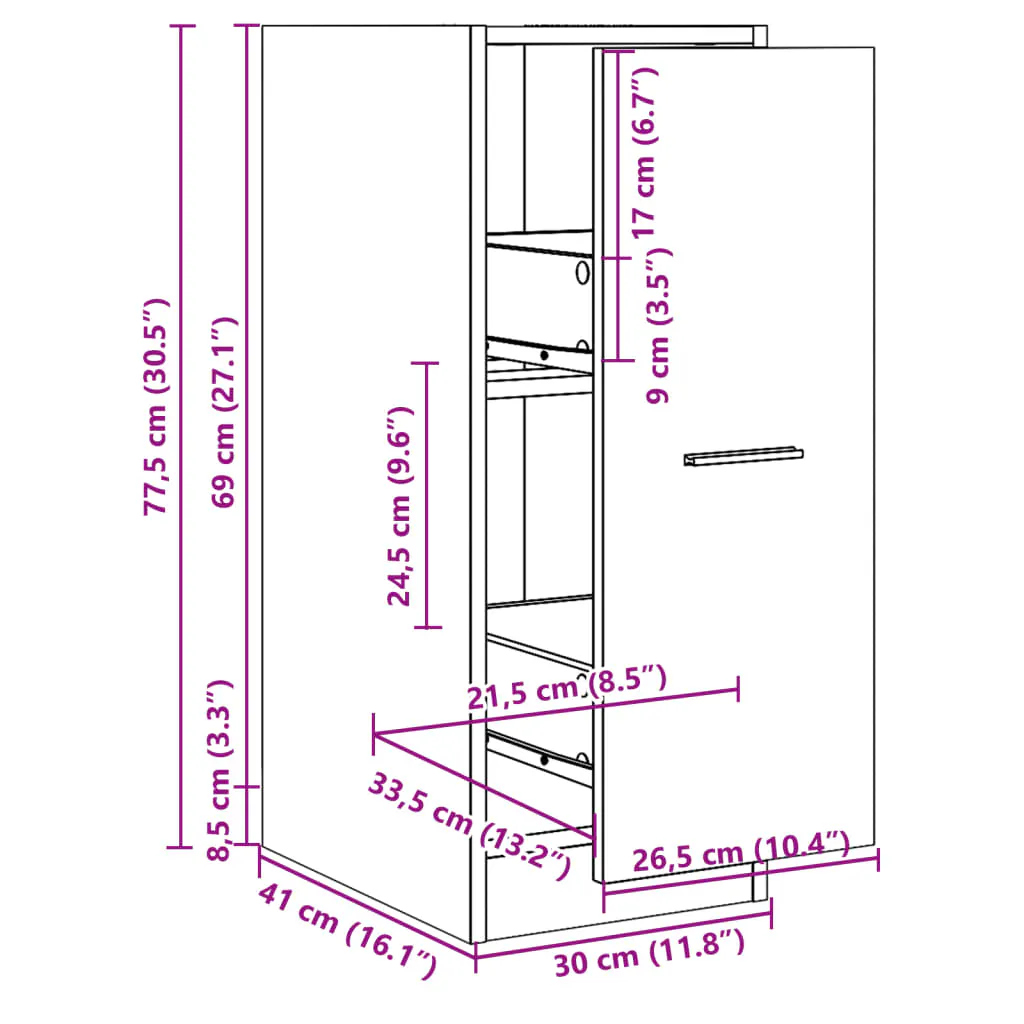 Apothecary Cabinet Sonoma Oak 30x41x77.5 cm Engineered Wood 855153