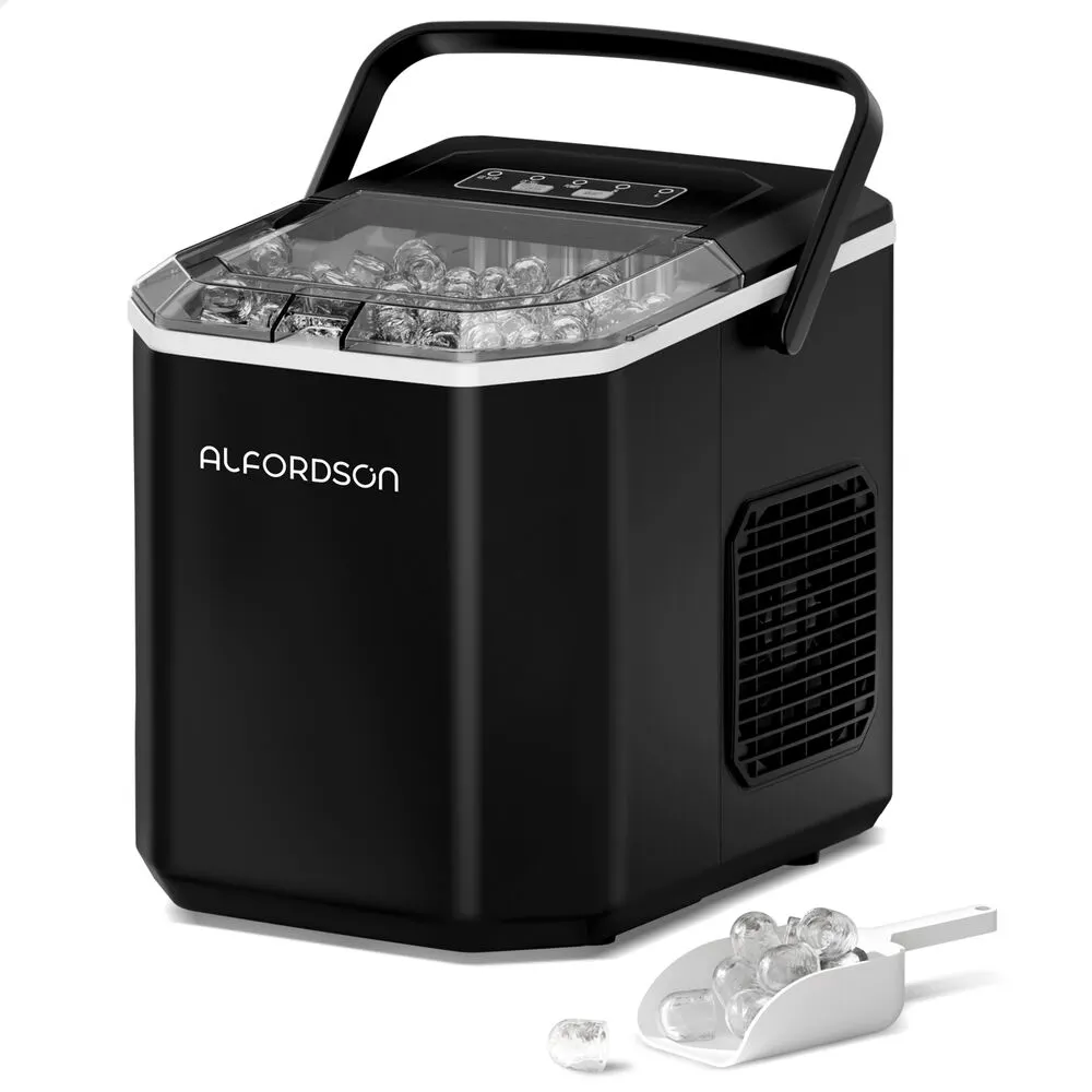 Alfordson Portable Ice Maker Machine Bar Countertop 12kg With Handle Black