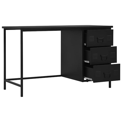 NNEVL Desk with Drawers Industrial Black 120x55x75 cm Steel NNEVL Desk with Drawers Industrial Black 120x55x75 cm Steel