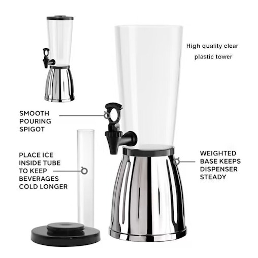 Oggi Beverage Dispenser With Ice Tube 2.839L Oggi Beverage Dispenser With Ice Tube 2.839L