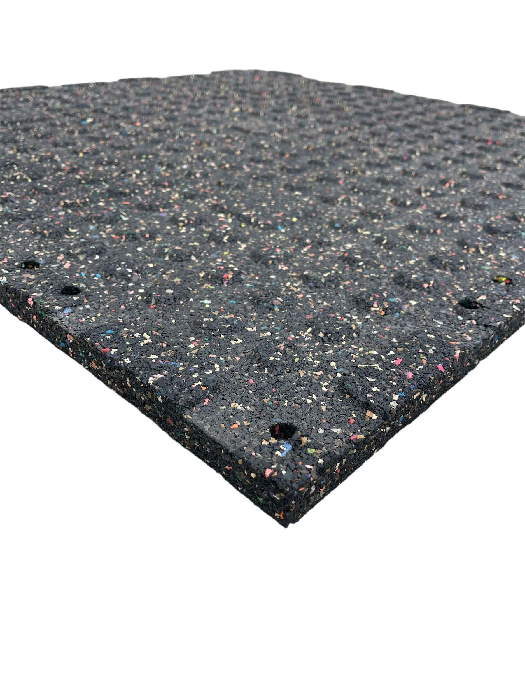 Pack of 100 - 30mm Rubber Gym Flooring Dual Density EPDM Rubber Dense Tile Mat 1m x 1m BLACK with WHITE