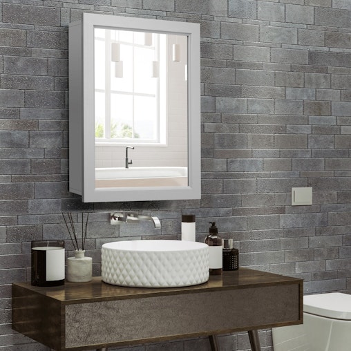 NNECW Mirror Cabinet with Wall Mounted for Bathroom/Kitchen-Grey NNECW Mirror Cabinet with Wall Mounted for Bathroom/Kitchen-Grey