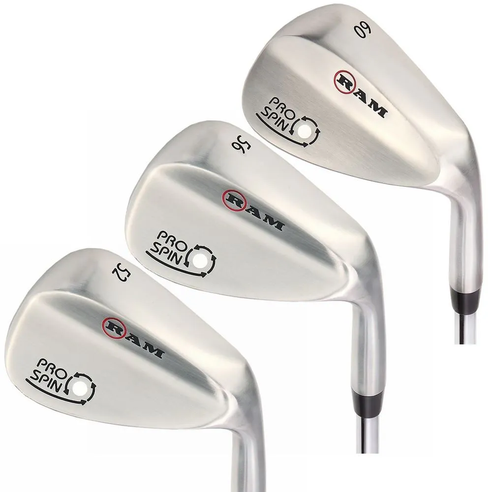 RAM Golf Pro Spin 3 Wedge Set - 52o Gap, 56o Sand, 60o Lob Wedges Men Right Hand