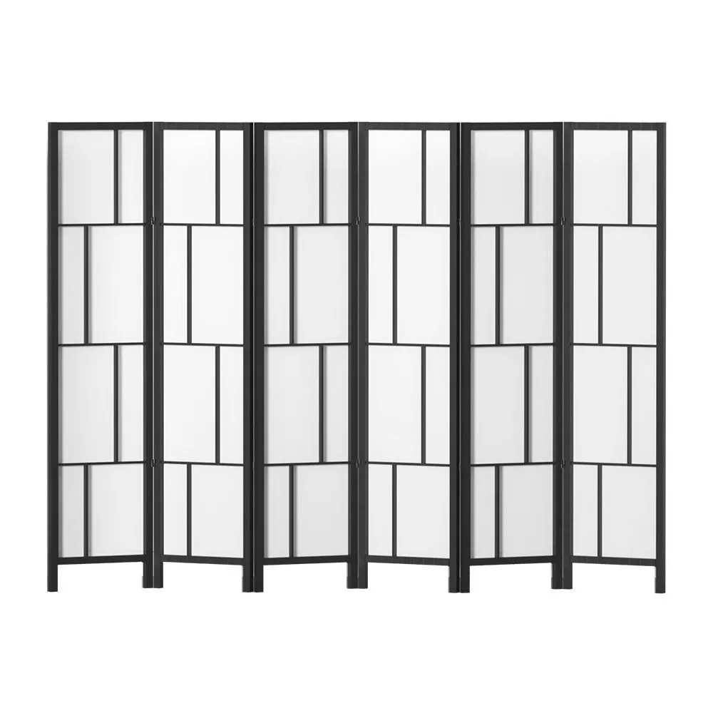 Artiss Room Divider Screen 6 Panel Foldable Wooden Divider Ashton Black