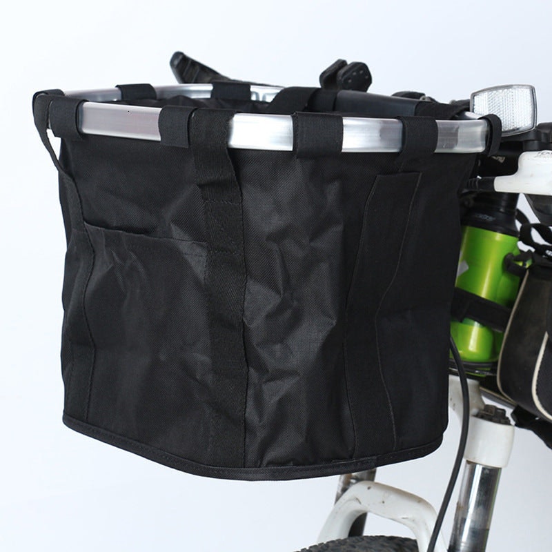 AKEZ Foldable Aluminium Alloy Frame Bike Front Basket Detachable Bag Pet Storage E-Bike Bicycle Accessories - Black
