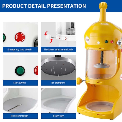 SOGA 2X 300W Commercial Ice Shaver Crusher Machine Automatic Snow Cone Maker SOGA 2X 300W Commercial Ice Shaver Crusher Machine Automatic Snow Cone Maker