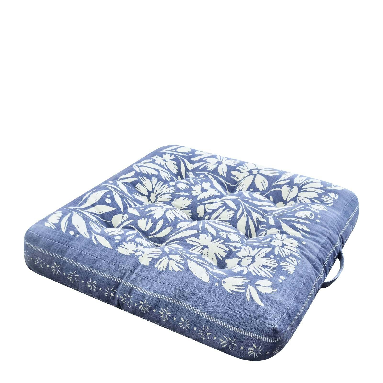 J.Elliot Home Kennedy Floor Cushion 65x65x12cm Dusty Blue & Ivory Home Decor
