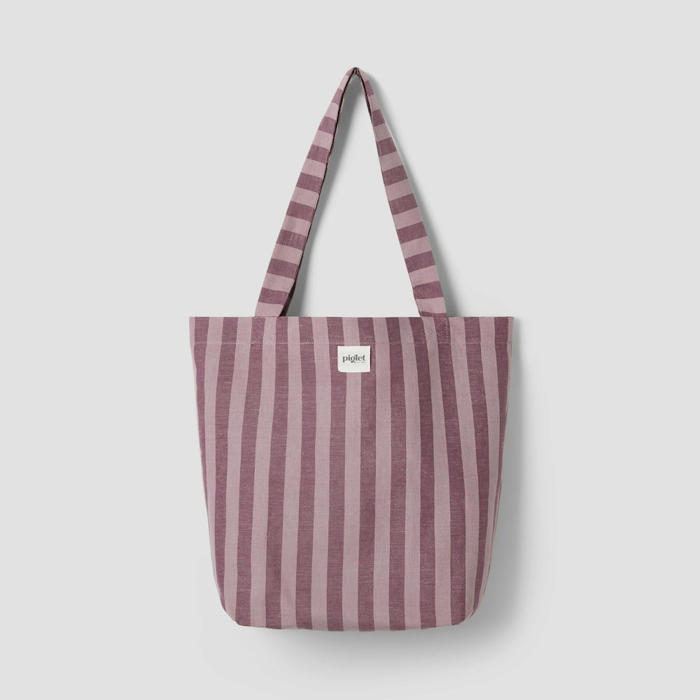 Piglet in Bed Plum Wine Pembroke Linen Blend Tote Bag