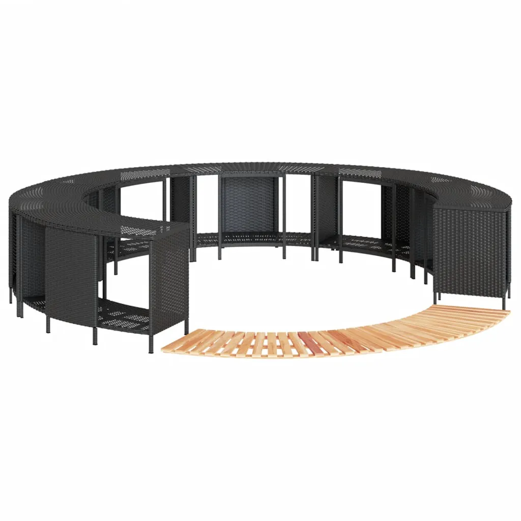 Hot Tub Surround Black Poly Rattan and Solid Wood Acacia 3270639 Hot Tub Surround Black Poly Rattan and Solid Wood Acacia 3270639