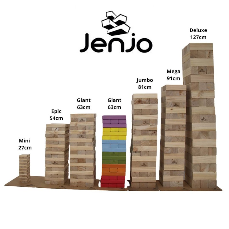 Mega Jenjo Tumbling Tower 54 Piece Giant Wooden Block Game 91cm Jenjo Games image number null