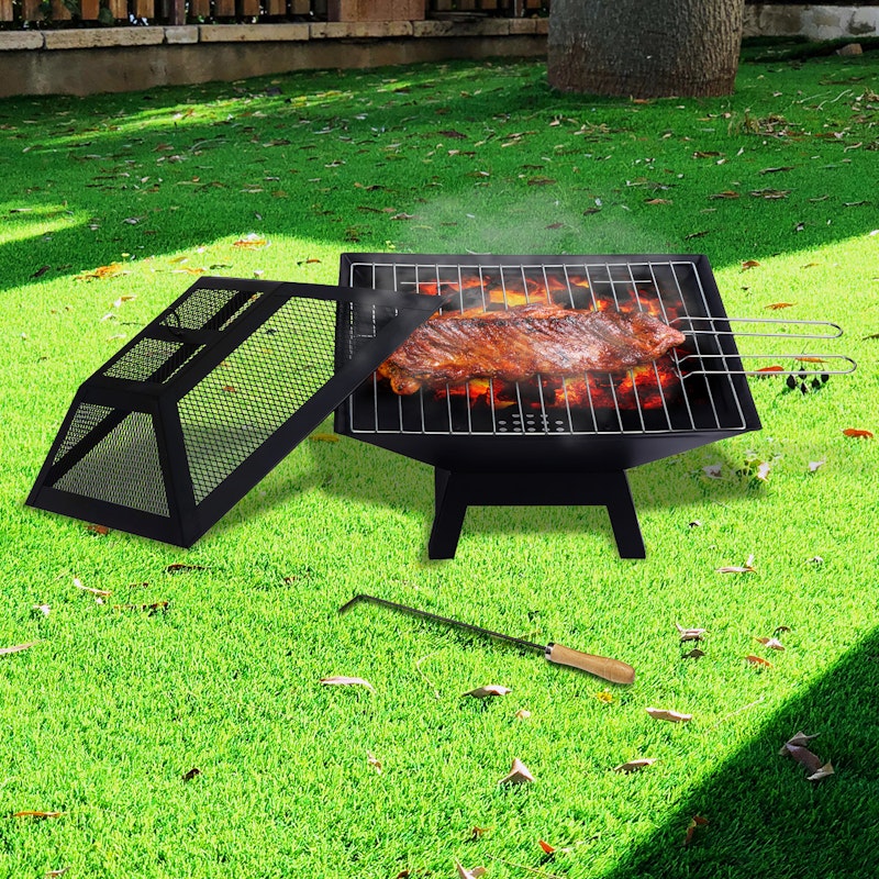 Wallaroo Portable BBQ Fire Pit with Mesh Cover image number null